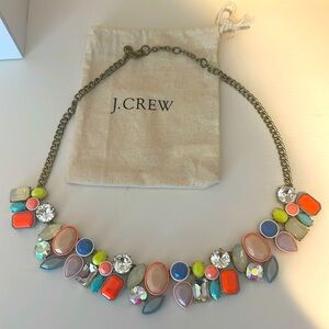 J. Crew Brûlée Neon Pastel Multicolor Fiesta Rhinestone Crystal Cluster Necklace